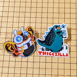 Thicczilla and Chonkthra Vinyl Stickers