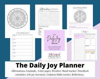 Daily Joy Undated Printable Planner and Activity Worksheets