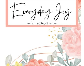 Peach Floral 90 Day Planner with Sketch Goal Tracker, Life Organizer, Daily Weekly Monthly Layouts, Journal, Brain Dump, Reflections