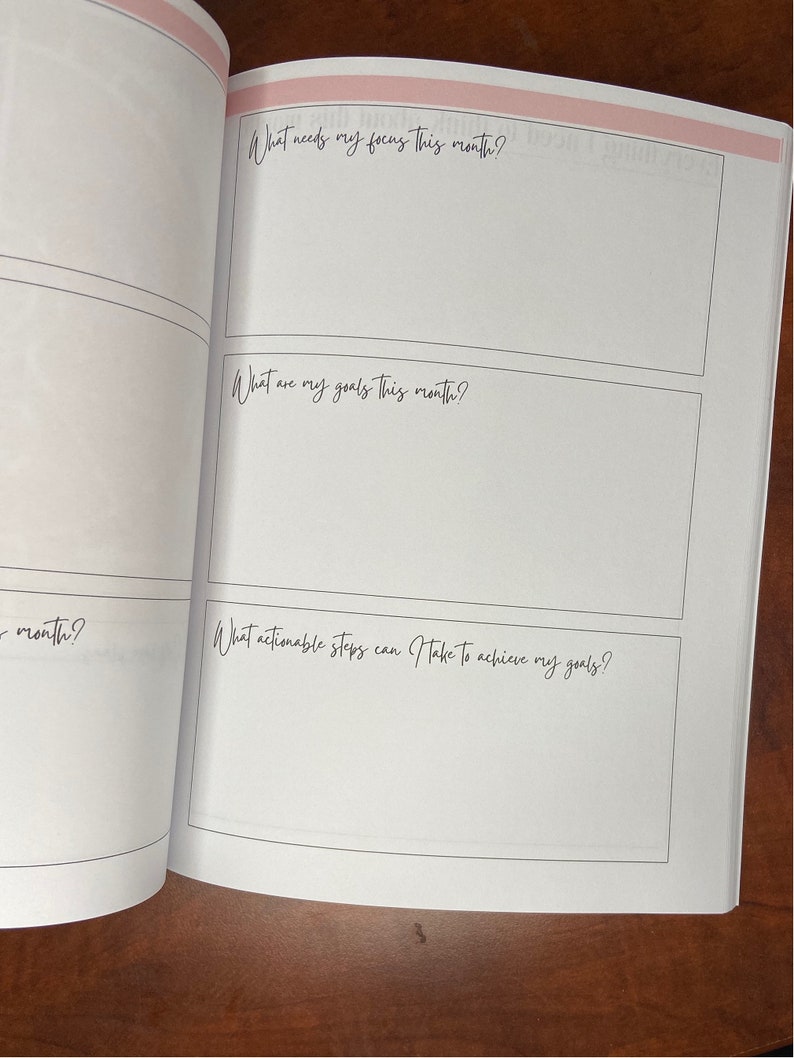 Organize & Reflect: Pink Bohemian 6-Month Planner Goal Tracker, Layouts, Journal, Brain Dump, Reflections image 4