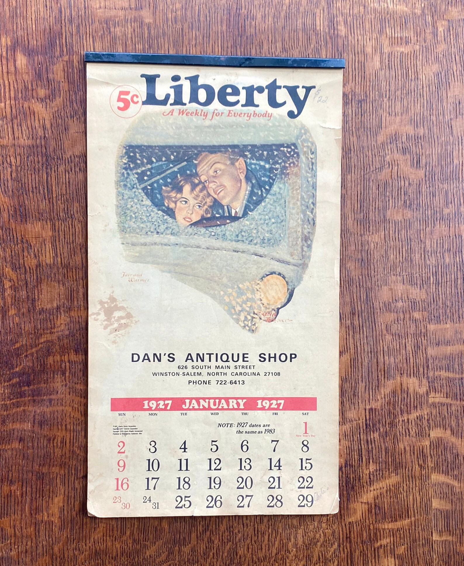 Liberty 12 Month Calendar 1927 reproduction Etsy