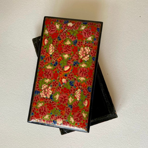 Hand-painted Lacquered Papier-Mâché Gift Jewelry Trinket Box