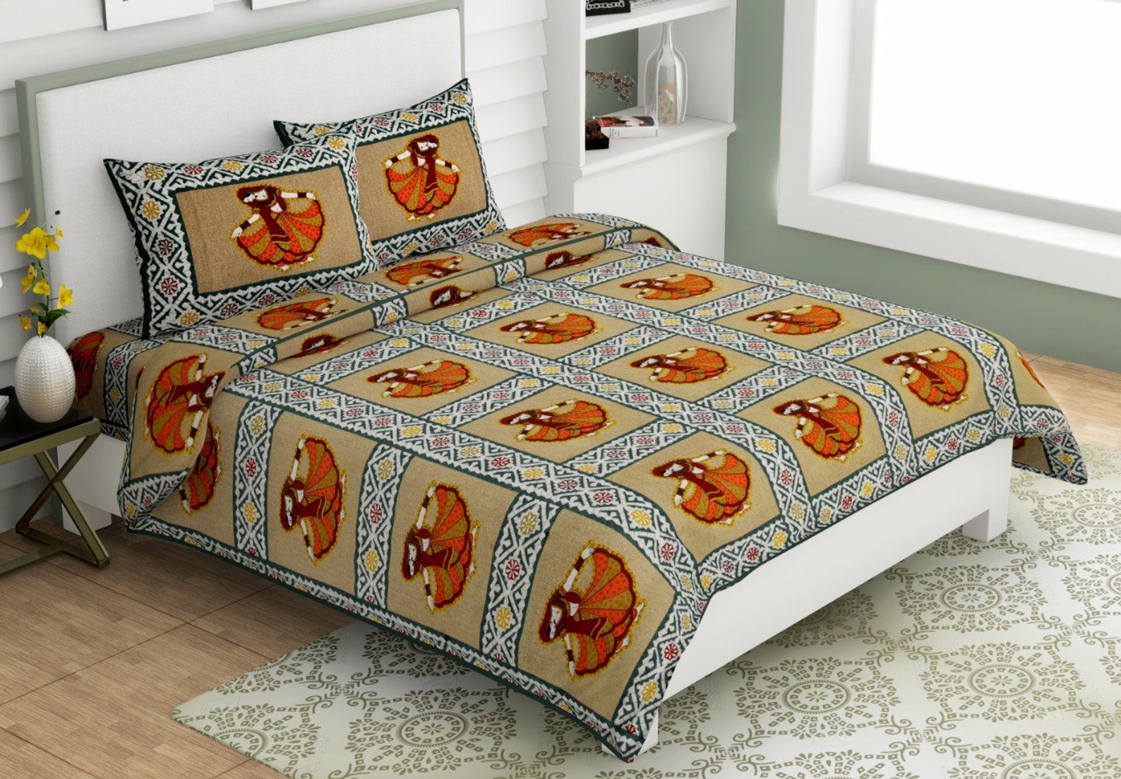 Beautiful Rajasthani Sanganeri Printed Bedsheet King Size Etsy