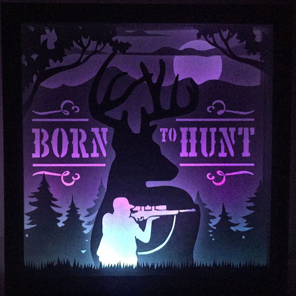 Hunting Deer 3D Paper Cut Template, Light Box SVG, 3D Shadow Box SVG, DXF, 3D Light box template, scope svg, hunting svg, Deer svg