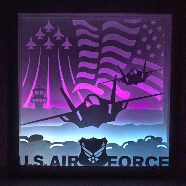 AIR FORCE SVG Light Box - Army Paper Light Box - Military Shadow Box - Svg Cricut - Silhouette.