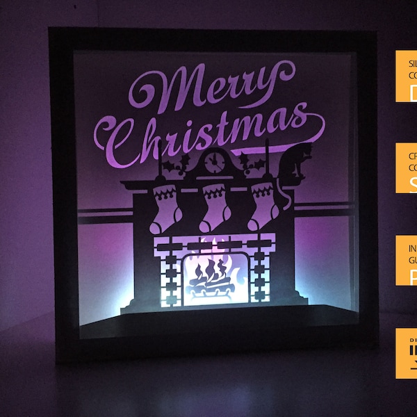 Santa's Cabin Christmas Shadow Box SVG, Paper Cut Light Box, 3D Papercut LightBox SVG File DIY, Cricut, Silhouette