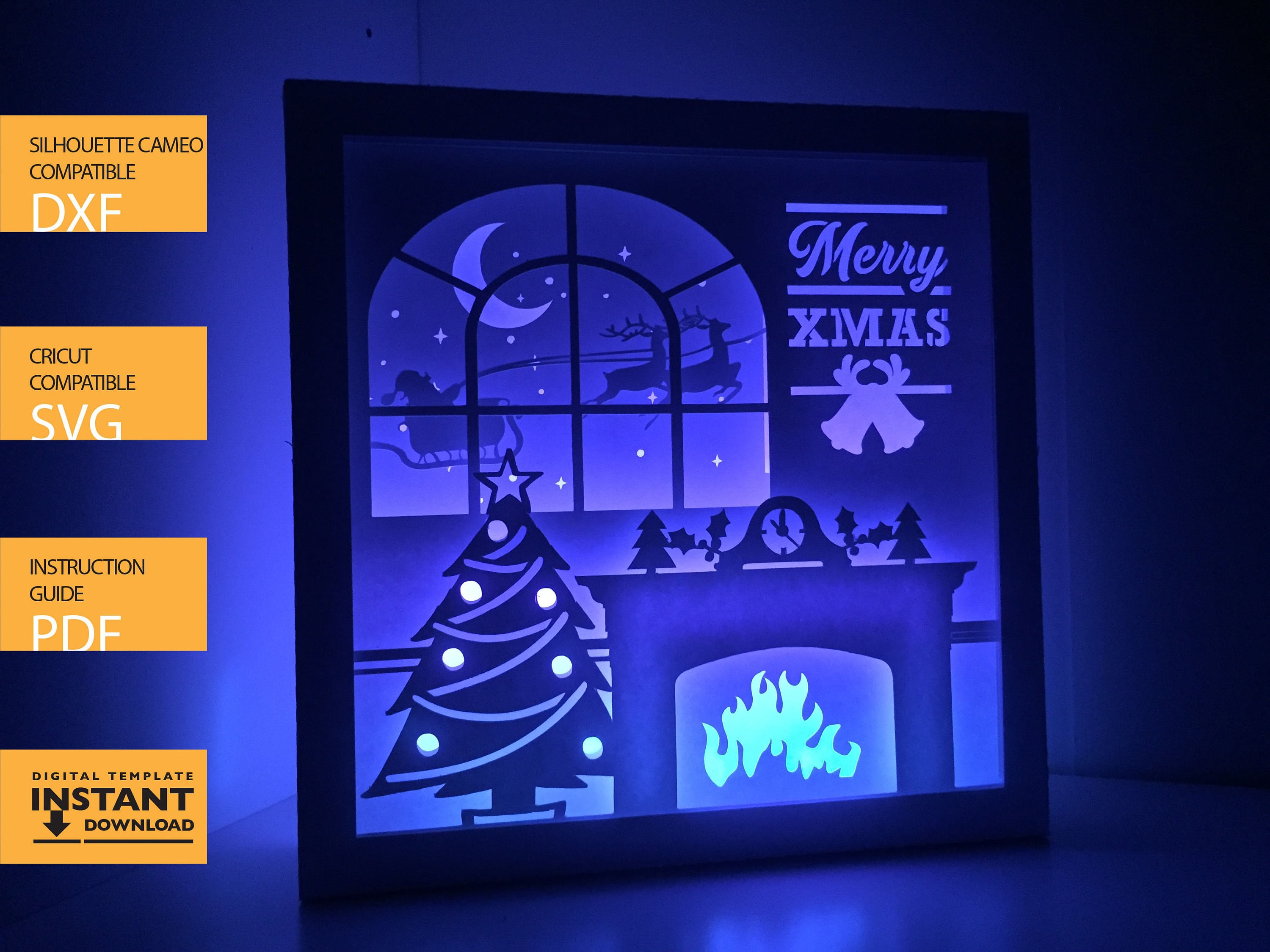 Santa's Cabin Christmas Shadow Box SVG Paper Cut Light - Etsy UK