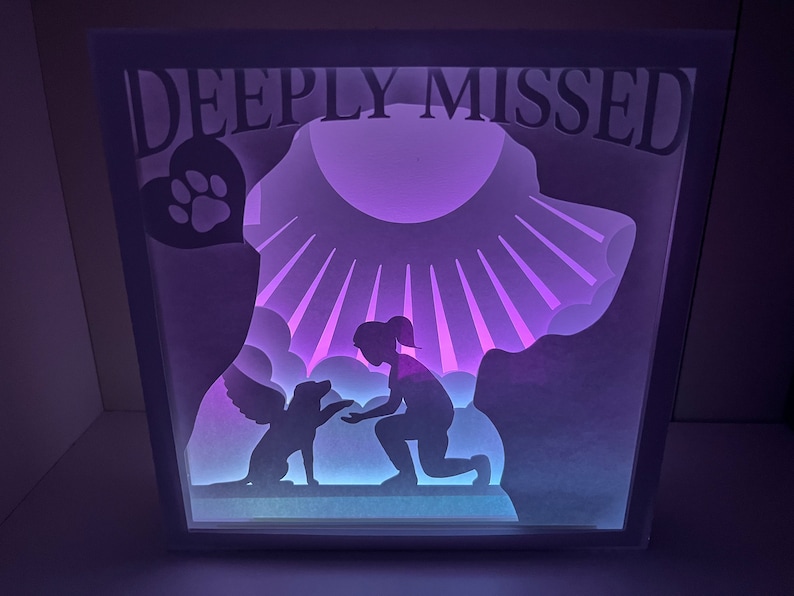 Dog Memorial Shadow Box Svg Files, Paper Cut Light Box Template