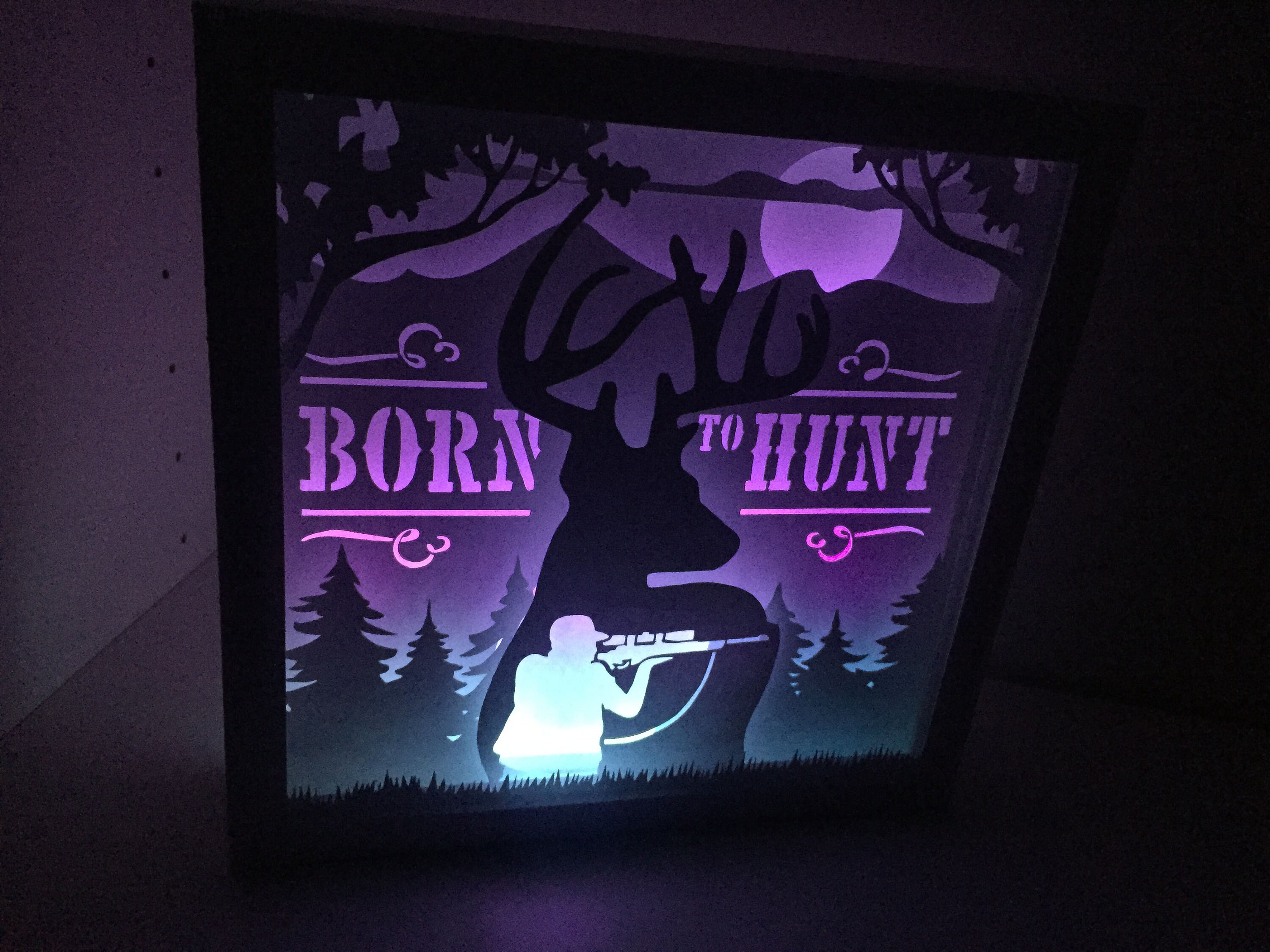 Hunting Deer 3D Paper Cut Template, Light Box SVG, 3D Shadow Box SVG ...