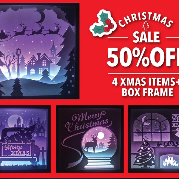 Santa's Cabin Christmas Shadow Box SVG, Paper Cut Light Box, 3D Papercut LightBox SVG File DIY, Cricut, Silhouette