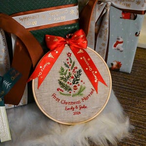 Personalized Christmas Ornaments - Hand Embroidered Ornaments - Baby&#39;s First Christmas Ornament Keepsake - Embroidered Hoop Art