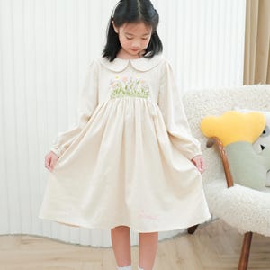 Hand Embroidered Baby Dress, Flower Girl Dress, Linen Dress with Wild Flowers, Toddler Linen Dress,1st Birthday Girl Dress