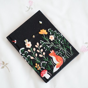 Personalized HAND Embroidered Notebook, Handmade Fabric Notebook, Custom Diary, Daisy Notebook, Fabric Hard Cover Journal, Custom Notebook
