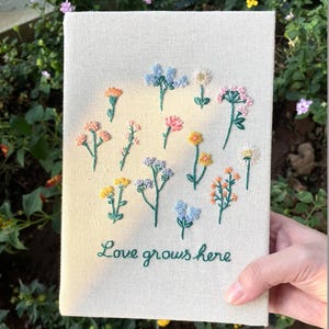 Personalized HAND Embroidered Notebook, Handmade Fabric Notebook, Custom Diary, Daisy Notebook, Fabric Hard Cover Journal, Custom Notebook