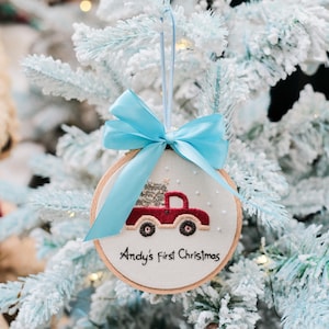 HOT Personalized Christmas Ornaments - Hand Embroidered Ornaments - Baby&#39;s First Christmas Ornament Keepsake - Embroidered Hoop Art