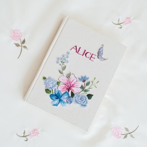 Personalized HAND Embroidered Notebook, Handmade Fabric Notebook, Custom Diary, Daisy Notebook, Fabric Hard Cover Journal, Custom Notebook
