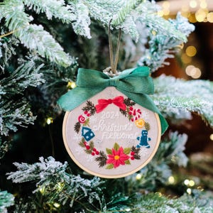 HOT Personalized Christmas Ornaments - Hand Embroidered Ornaments - Baby&#39;s First Christmas Ornament Keepsake - Embroidered Hoop Art