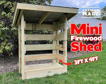 Small Firewood Storage Shed Plans / Fire Pit Wood Storage Plans / Woodworking Plans