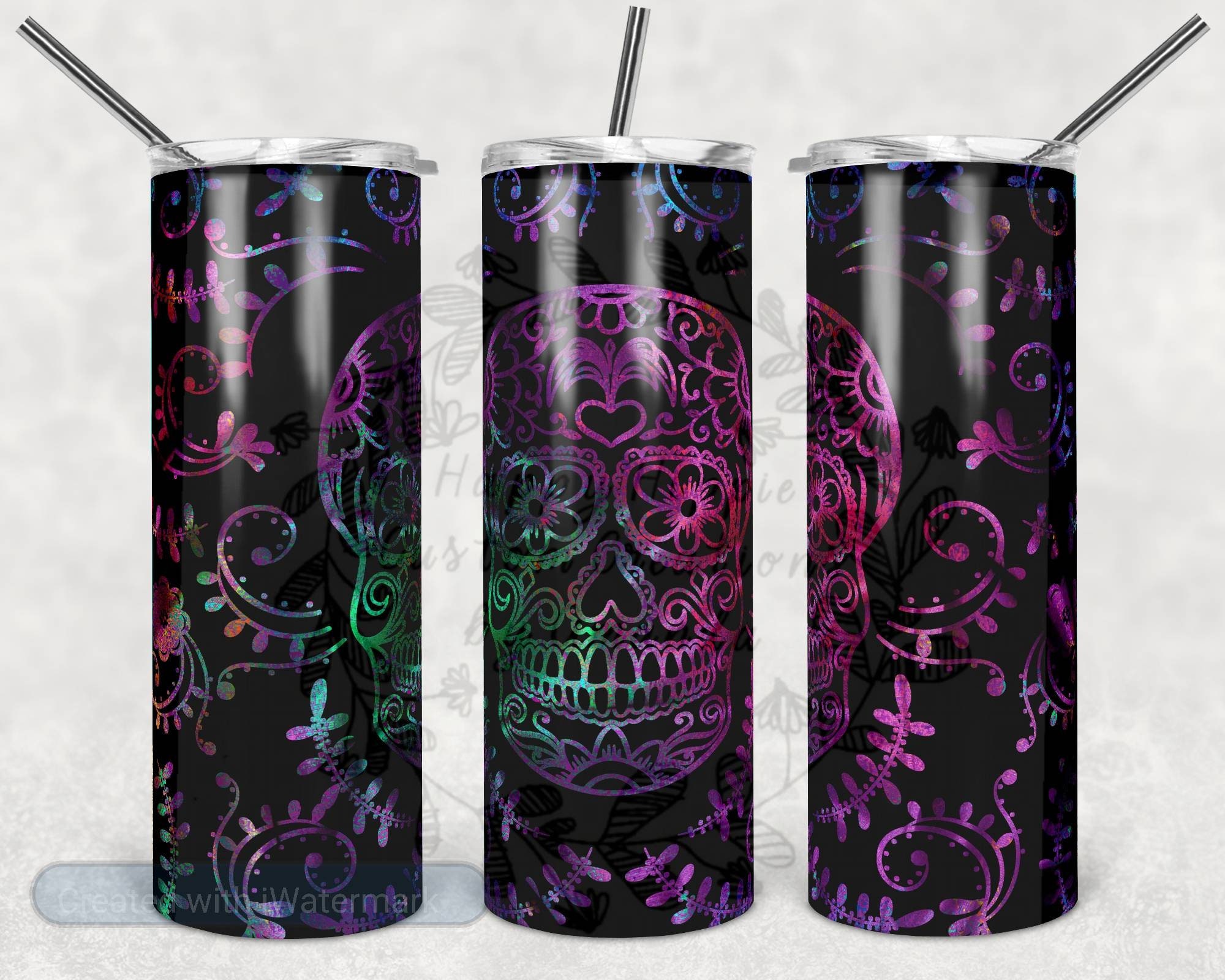 Sugar Skull 20oz Straight Tumbler Etsy Canada