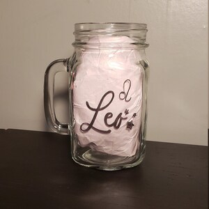 Zodiac Sign Engraved Mason Jar Mug