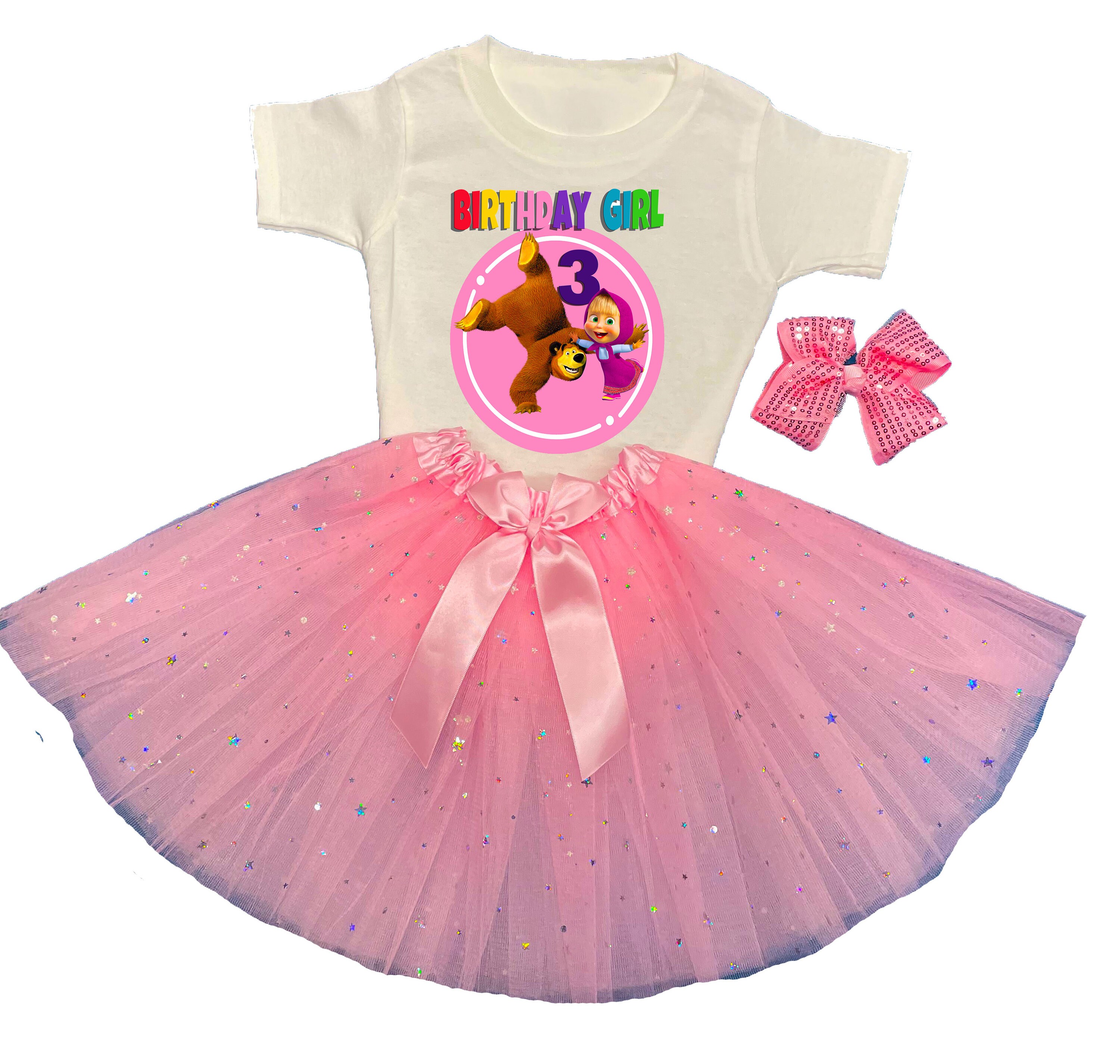Masha and Bear Tutu 3rd Birthday Dress Name Personalized Etsy