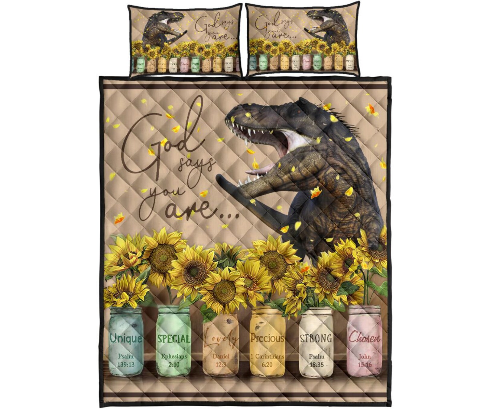 Quilt Bett Set Dinosaurier Gott sagt dass Sie 65 | Etsy