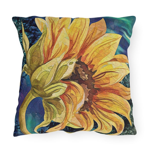 Yellow Sunflower Design Outdoor Pillows/Sunflower Patio Pillow/Sunflower Backyard Pillow