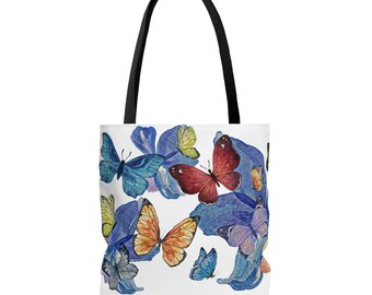 Butterflies Tote Bag/Butterfly/Butterflies/Insects/Animals/Favor/Gift/Iris/Flower/Flowers/Beach Bag/Gift Bag/Love/Mother's Day/Valentine's