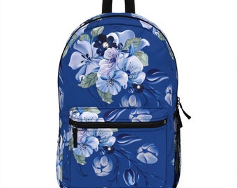 Blue Flowers BackpackTote Bag/Blue/Blue Floral Design Backpack/Flowers/Blue Flower Bag/Blue Backpack/Women Bag/School BackpackBags/Luggage