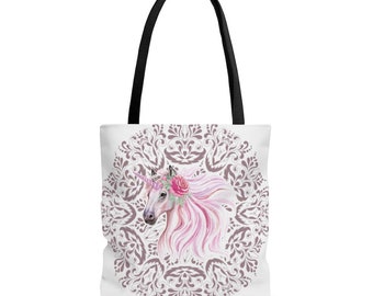 Tote Bag/Unicorn Bag/Pink Unicorn Bag/Lace Design Bag/Women Bag/Girls Bag/Shopping Bag/Beach Unicorn Bag/Overnight Bag/Vacation Bag