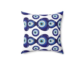 Evil Eye/ Evil Eye Pillow/Protective/Blue Eye /Blue Eye Pillowcase/Spun Polyester Square Pillow