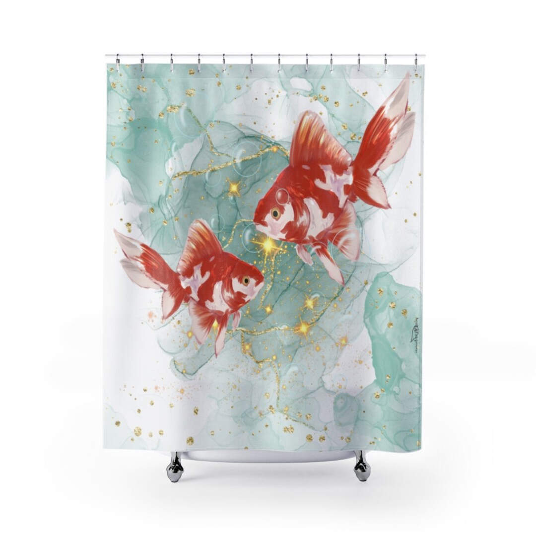 Shower Curtains/goldfish Shower Curtain/fabric Shower Etsy