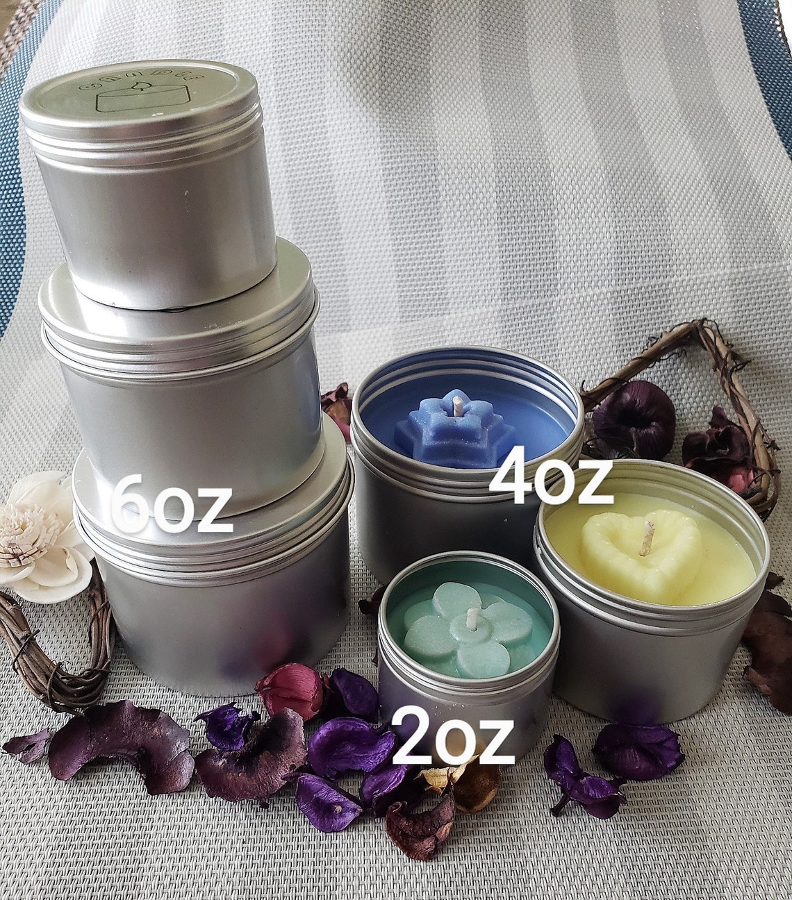 Set of 3 Candles 6oz 4oz & 2oz tins Etsy