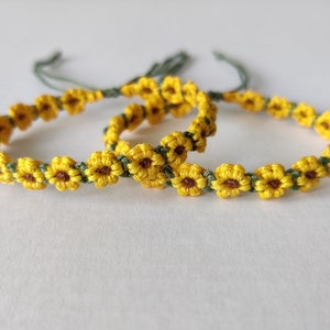 Sunflower Macrame Bracelet, summer accessory