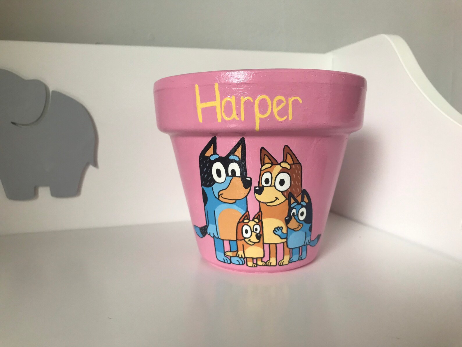 Personalised childrens gift CBeebies Bluey plant pot Etsy