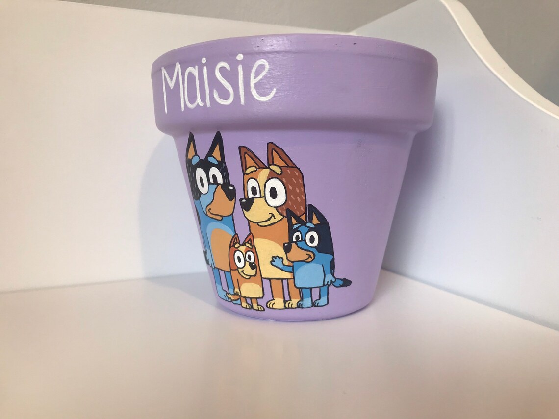 Personalised childrens gift CBeebies Bluey plant pot Etsy