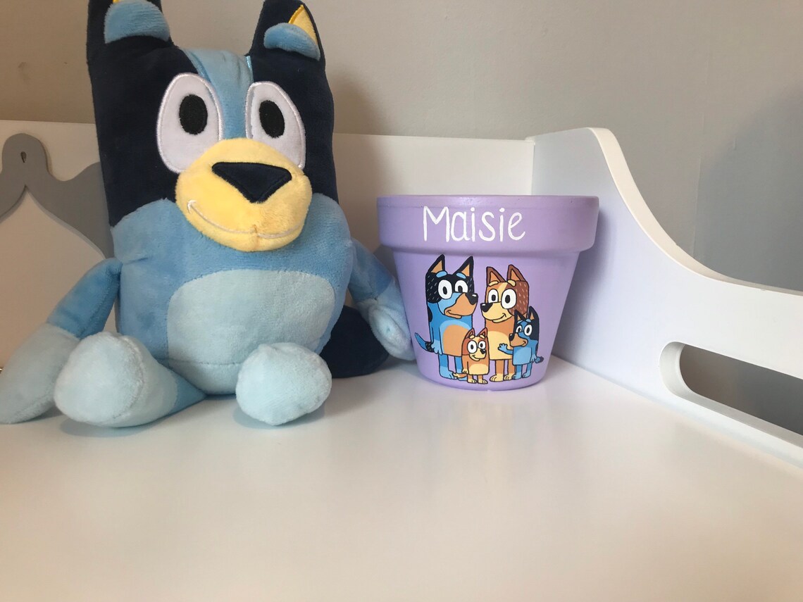 Personalised childrens gift CBeebies Bluey plant pot Etsy