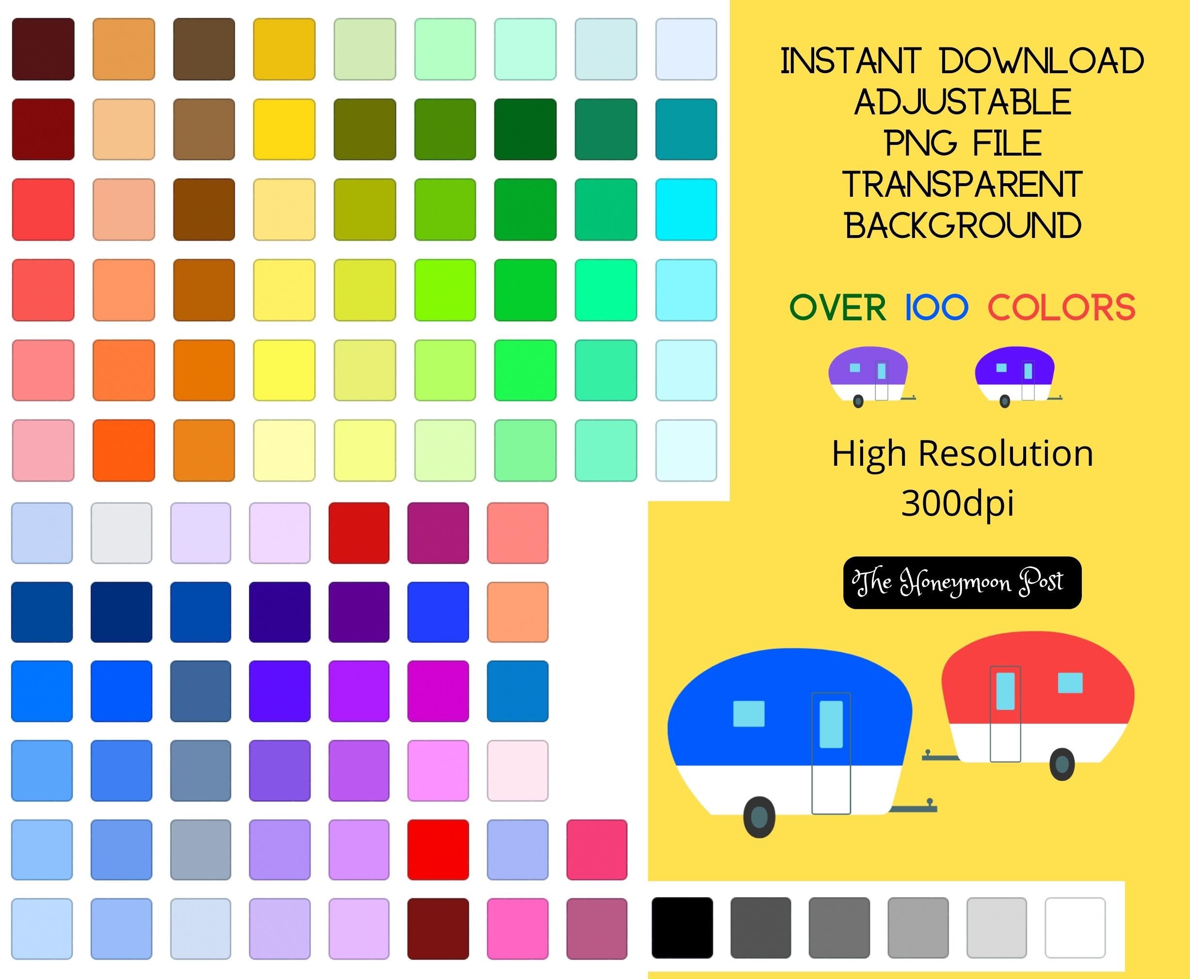 Instant DOWNLOAD Clip Art, Rv Camper, 104 Adjustable Images, PNG ...