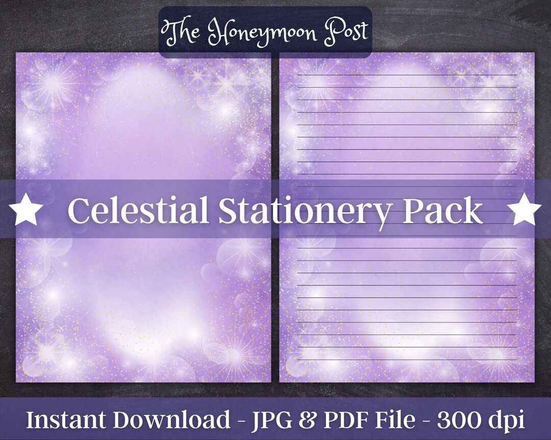 Instant Download Printable Stationery Witchy Paper Pack, Purple ...