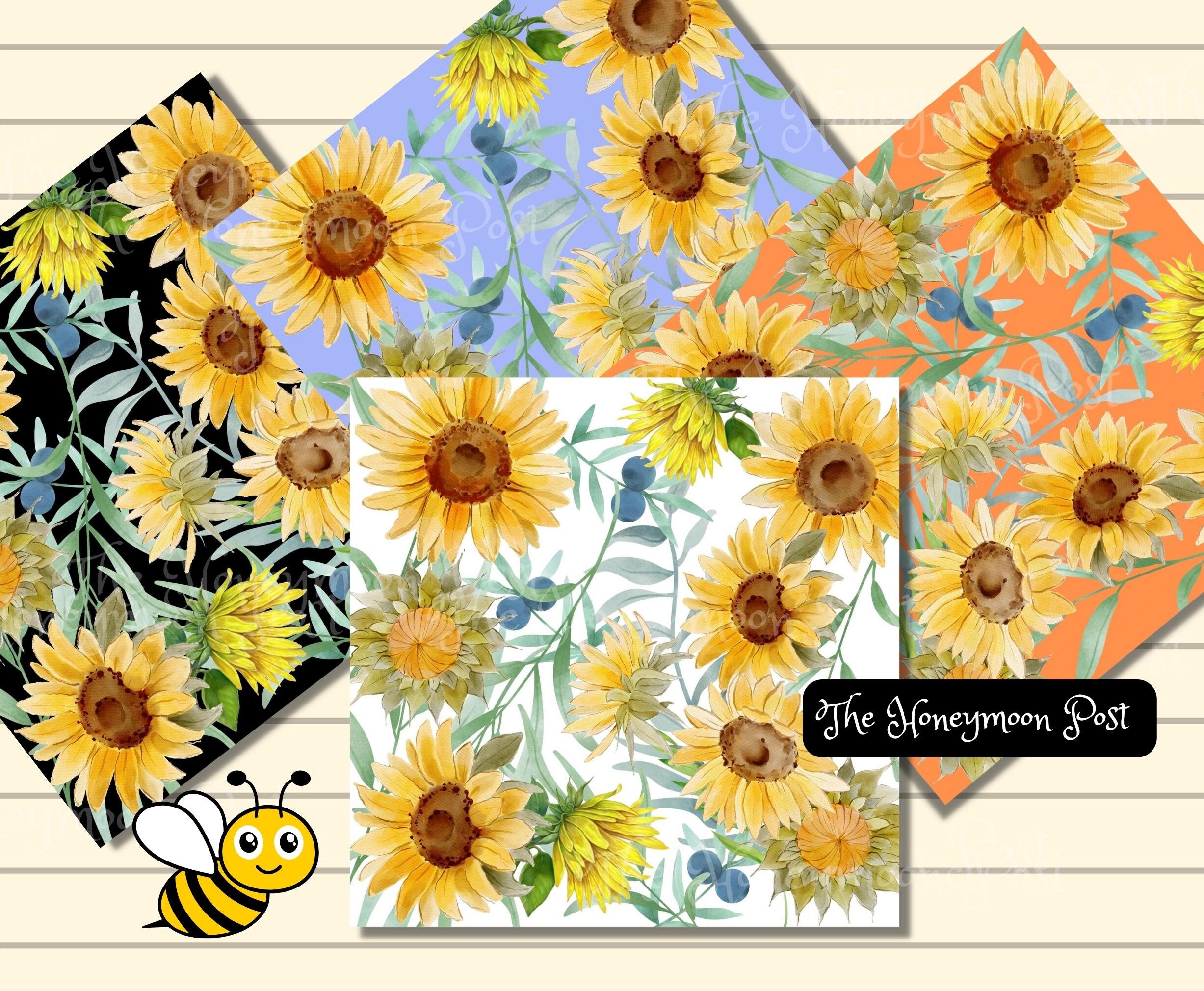 Instant Download SUNFLOWER Floral Paper Pack 14, Ephemera Sheets ...