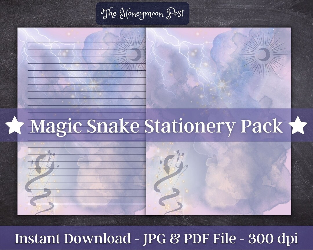 Instant Download Printable Stationery Witchy Paper Pack, Magic Snake ...