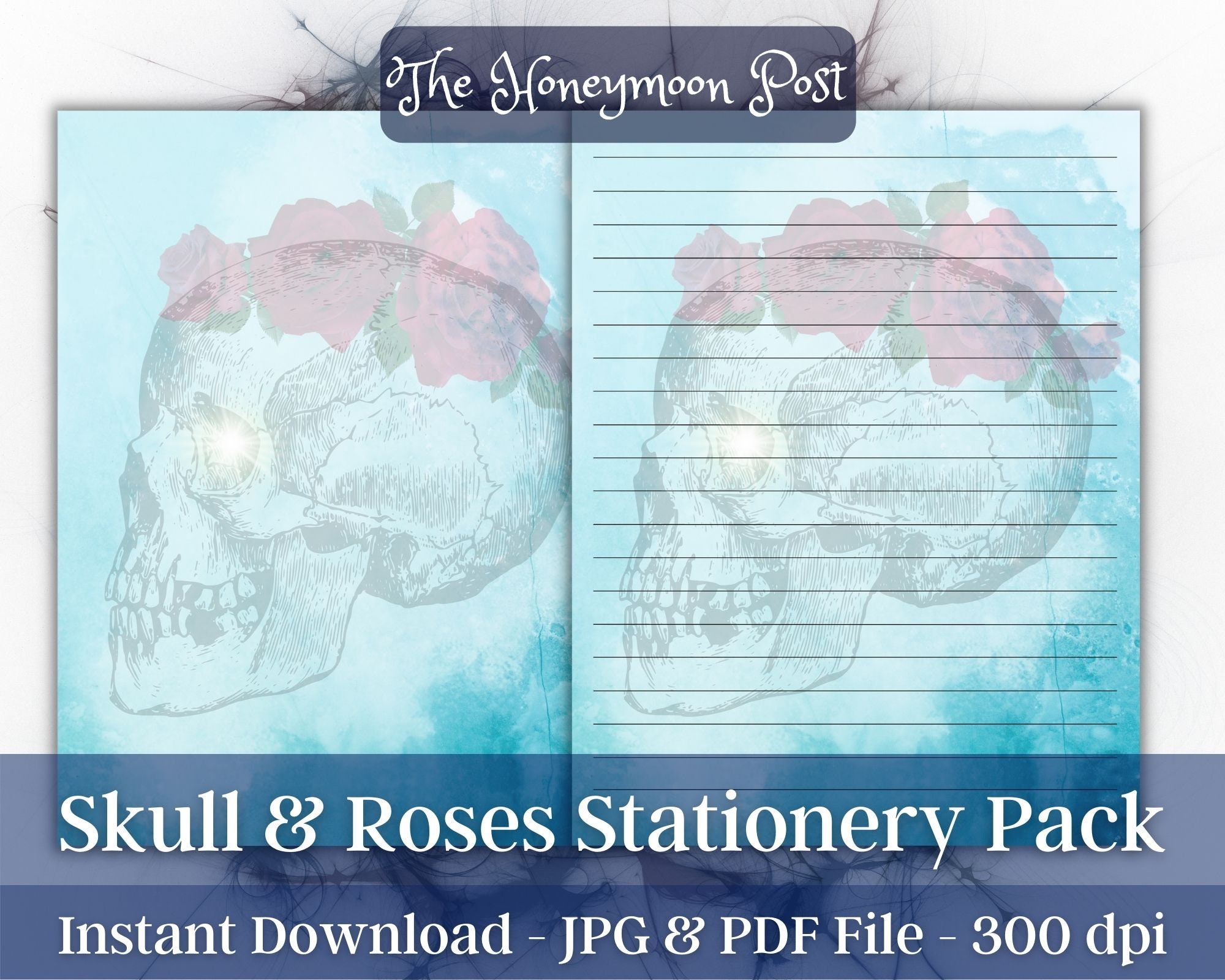 Instant Download Printable Stationery Witchy Paper Pack, Gothic Skulls ...