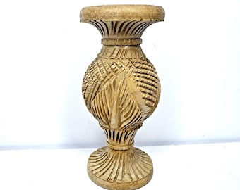 Hand Carved Olive Wood Bud Vase Israel MCM Collectible Vintage