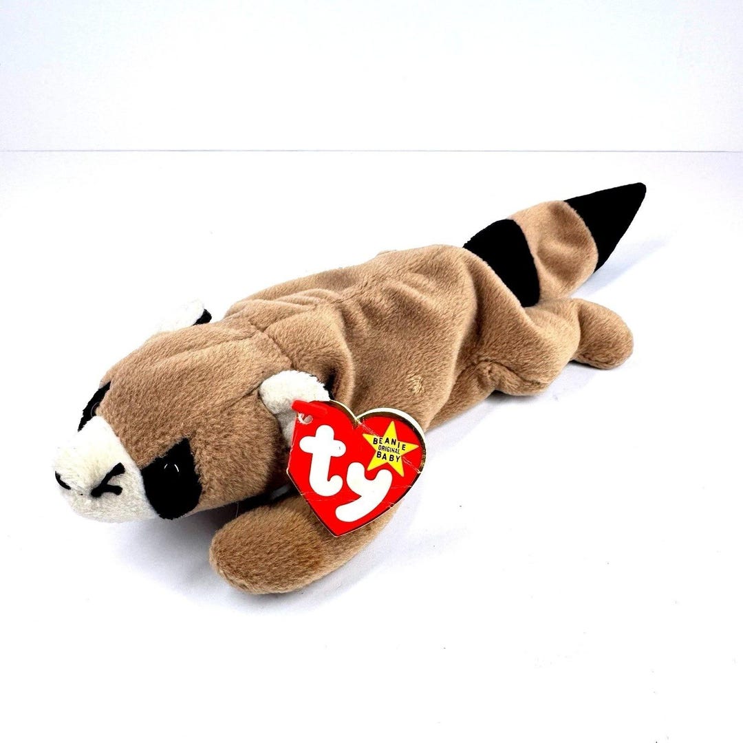 Ringo Raccoon Ty Beanie Babies Ringo the Raccoon 1996 PE Pellets Plush Brown Tan READ ...