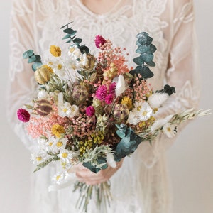 Dried Flower Bouquet Eucalyptus Colorful / Preserved Flower Arrangement / Natural and Colourful Dried Florals Home Decor