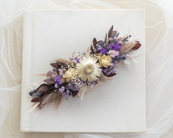 Dried Flowers Purple Hair Comb, Lilac Wedding Hair Accessory, Lavender Hair Comb, Pastel Purple Bride, Violet Hair Arrangement