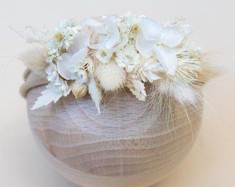 Newborn Floral Headband | White Baby Girl Photo Prop | Dried Flower Crown for Newborn Photography | Baby Flower Crown