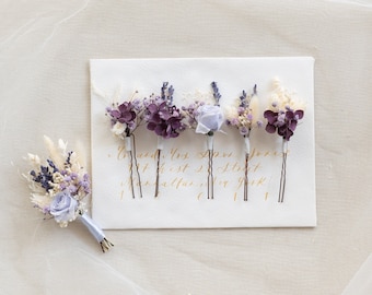 Fliederfarbene Trockenblumen Haarnadel Hochzeit / Pastell Lila Haarschmuck Rose Hochzeit / Haarschmuck Hochzeit / Haarnadel Hochzeit / Haarnadel Hochzeit