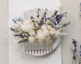 Lavender hair comb and boutonniere, dried flowers, wedding bridal hair clip, wedding flower hair piece, purple hair accessory