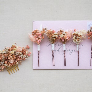 Babys Breath Wedding Hair Pin, Pink Gypsophila Hair Clip, Dainty Wedding Hair Accessory Real Flowers, Wedding Hair Piece, Bobby Pins image 8